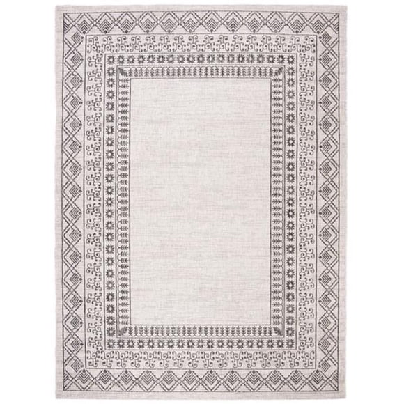 5 ft. 3 in. x 7 ft. 7 in. Courtyard Indoor & Outdoor Medium Rectangle Area Rug, Black & Beige