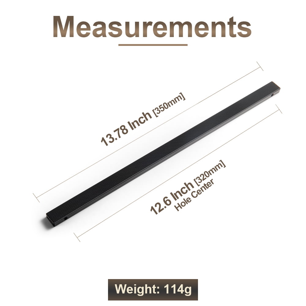 Goo-Ki 12 Pack 12-5/8 Inch Hole Centers Matte Black Knurled Cabinet Pulls, Textured Vintage Cabinet Bar Handles for Drawer, Dressers, Furniture Hardware