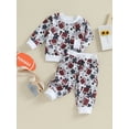 thumbnail image 3 of Wassery Baby Girl Pants Set 6M 1T 2T 3T Kids Girl Long Sleeve Floral Rugby/Heart Rugby Print Sweatshirt Drawstring Pants Sets 2Pcs Casual Autumn Clothing for Toddler Girl, 3 of 9