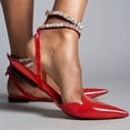 thumbnail image 1 of Wrap Toe Pointed Toe Rhinestone Satin Back Hollow Buckle Sandals Shoes for Women Girls, 1 of 1