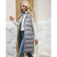 thumbnail image 2 of SWSMCLT Women's Long Puffer Vest Puffy Casual Coats Quilted Jacket Bubble Outerwear Cold Weather Drawstring Knee Length Side Slit Hood Sleeveless Top Light Grey Medium, 2 of 5