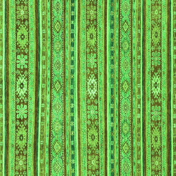 Ahgly Company Indoor Square Oriental Green Modern Area Rugs, 5' Square