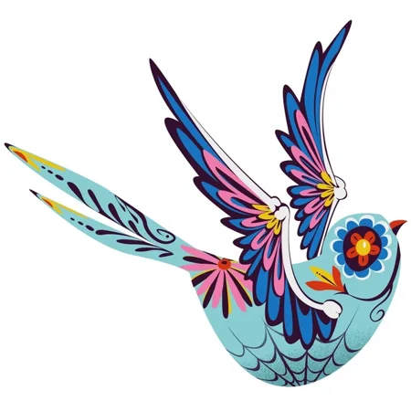 DOPASTICKER Sugar Skull Sticker Bird Blue Day Of The Dead Dia De Los Muertos Phone Decal Water Bottle Stickers, Cars Stickers, Water Bottle Stickers For Kids