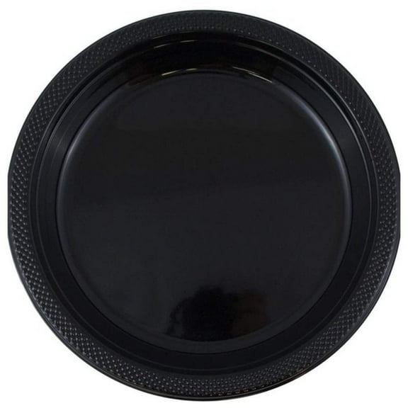 Disposable 10" Black Diner Plastic Plates:4CT
