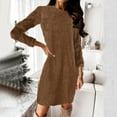 thumbnail image 2 of Women's Elegant O Neck Wrapped Sweater Dress Long Sleeve Knit Midi Dress Summer Knee Length Dresses, 2 of 5