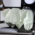 thumbnail image 2 of LYHaoo Sleepwear Cute Cartoon Girls Boys Summer Pajama Set Sleepwear Kids Toddler Homewear Outfit Soft Comfortable Casual Loungewear For Baby Children 2-3 Years(Green), 2 of 3