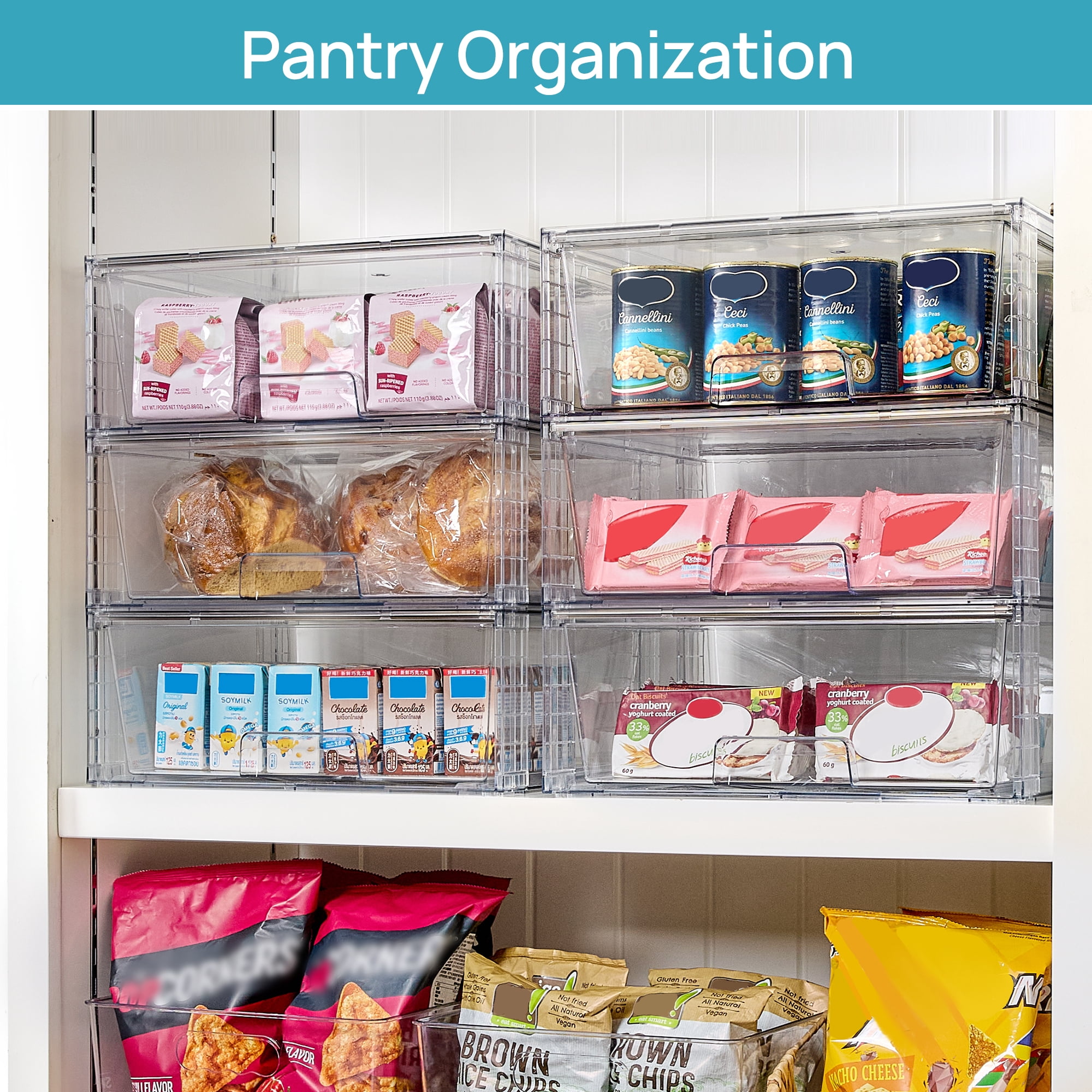 Sindcom 2 Pack Large Stackable Storage Drawers,Easily Assemble Clear Acrylic Makeup Organizer, Bathroom Closet Undersink Organizers, Plastic Storage Bins for Cabinet, Pantry, Medicine Organization