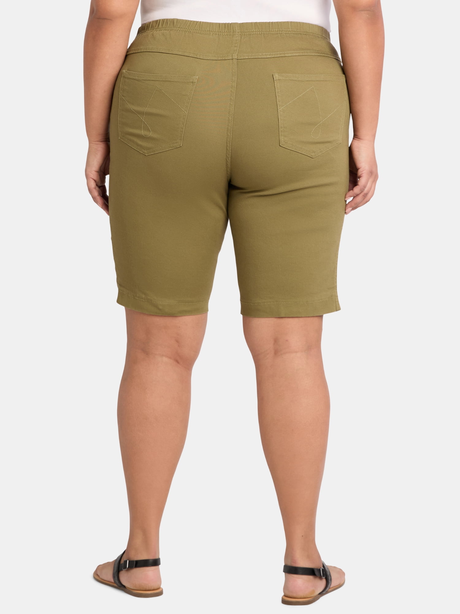 JMS Just My Size by Hanes Women's Plus Pull On Stretch Bermuda Shorts, 11" Inseam, Sizes 0X-4X