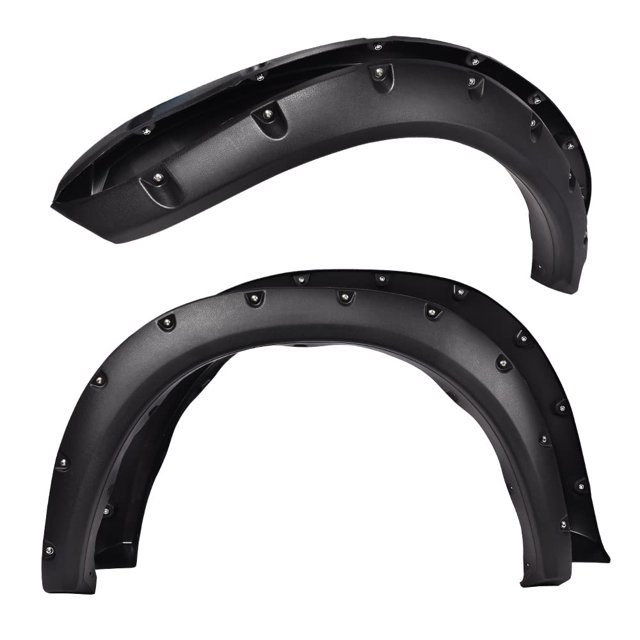 PIT66 Fender Flares, Compatible with 2009-2018 Dodge Ram 1500 Fleetside models/2019-2022 1500 Classic (Not for R/T & Rebel Models) Rugged Textured Black Pocket Riveted Style Wheel Flares Set, 4 Pcs