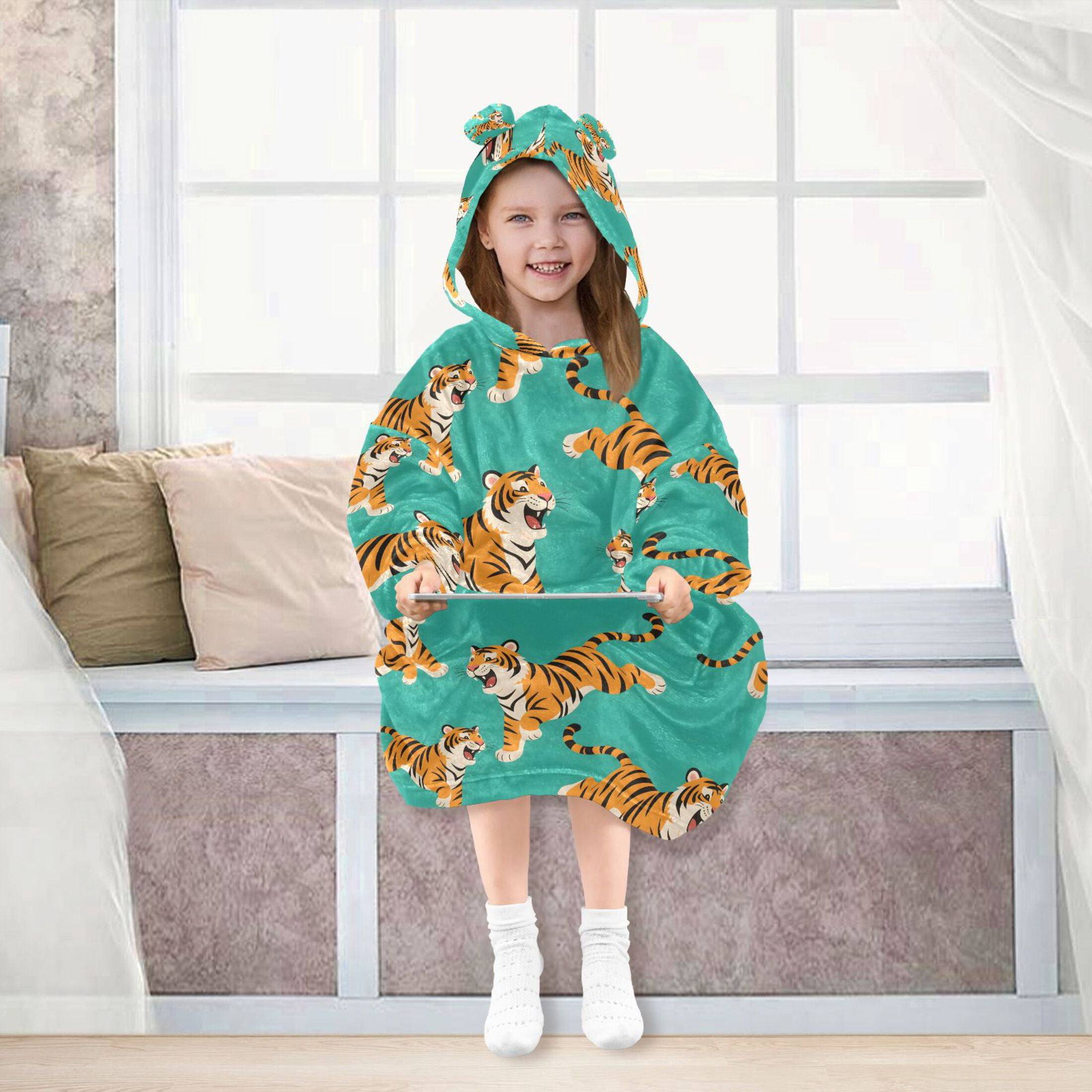joogoo Wearable Blanket Hoodie for Cartoon Tigers Cute Oversized Sherpa Hooded 3-14 YR M