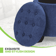 thumbnail image 4 of Magshion Storage Ottoman with Padded Seat, Modern Cotton-linen Footrest, Round Seat stool for Living Room Bedroom , Navy Blue, 4 of 8