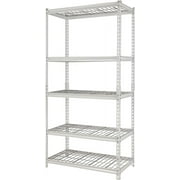 36" W x 18" D x 72" H Adjustable Height 5-Shelf Steel Shelving Unit Utility Organizer Rack for Home, Office, and Warehouse, White
