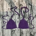 thumbnail image 3 of Prolriy Bras for Women, Women's Summer Solid Color Hand Crochet Swimsuit Euramerican Swimsuit Bikini Top Bralettes for Women Purple S, 3 of 3