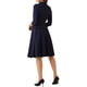 thumbnail image 3 of Conjuntos de traje de falda inspiradores Chic para mujeres, 2 piezas, oficina, chaqueta de blazer de 3/4 de manga, faldas plisadas, L azul oscuro, 3 of 6