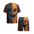 thumbnail image 5 of Leidass Mens Halloween Pajama Set Short Sleeve Sleepwear Lounge Set Crew Neck Tee and Shorts Casual Homewear Two Piece Outfit Beige L, 5 of 7