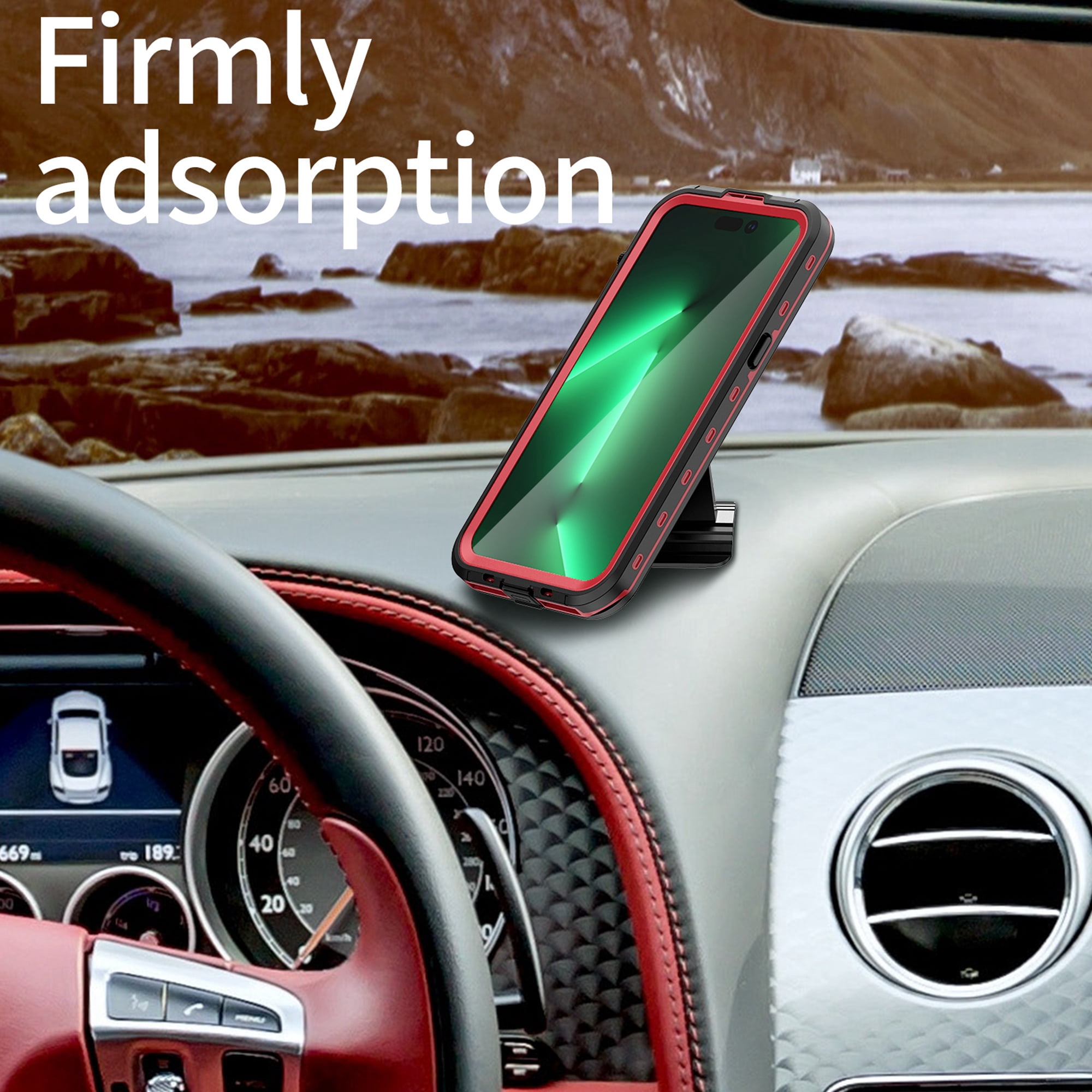 iPhone 14 Pro Waterproof Case, Dteck Full Body Heavy Duty Protection Full Sealed Cover Shockproof Dustproof Built-in Clear Screen Protector Rugged Case for iPhone 14 Pro 6.1 inch 2022, Red