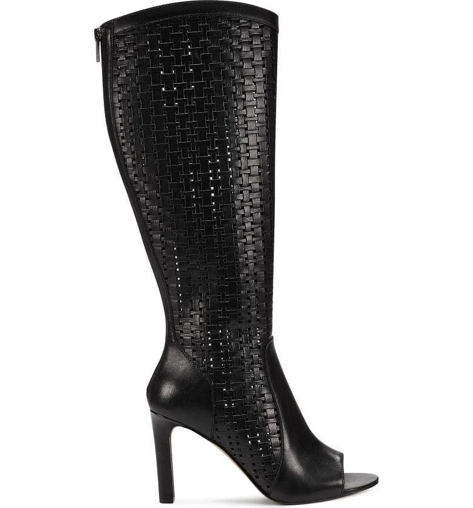 Vince Camuto Shelrica Black Open Peep Toe Woven Shaft Knee