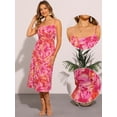 thumbnail image 2 of DARING DIVA Floral Midi Spaghetti Straps Square Neck Dress XS Hot Pink, 2 of 6