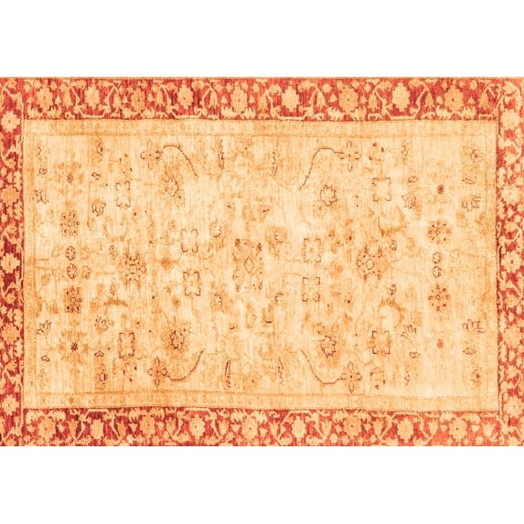 Ahgly Company Indoor Rectangle Abstract Orange Modern Area Rugs, 2' x 5'