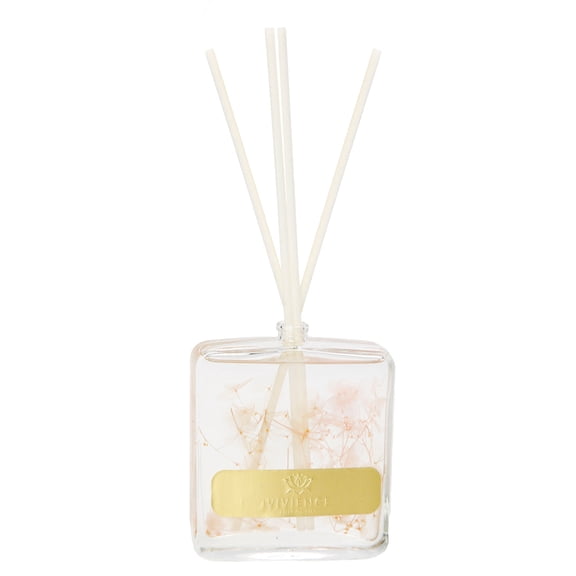 Vivience Clear Bottle Reed Diffuser With White Flowers And White Reeds, "Lily Of The Valley" Scent