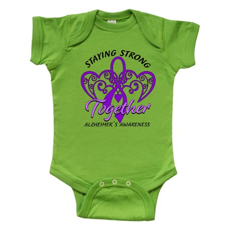 

Inktastic Staying Strong Together Alzheimer s Awareness Purple Ribbon Gift Baby Boy or Baby Girl Bodysuit