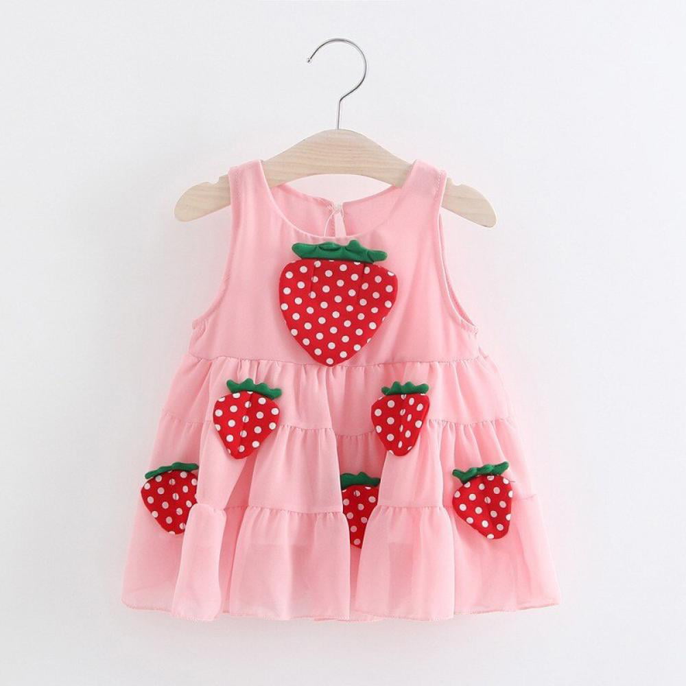 Details about   Toddler Kids Baby Girls Sleeveless Cute Strawberry Princess Summer Dress Clothes
