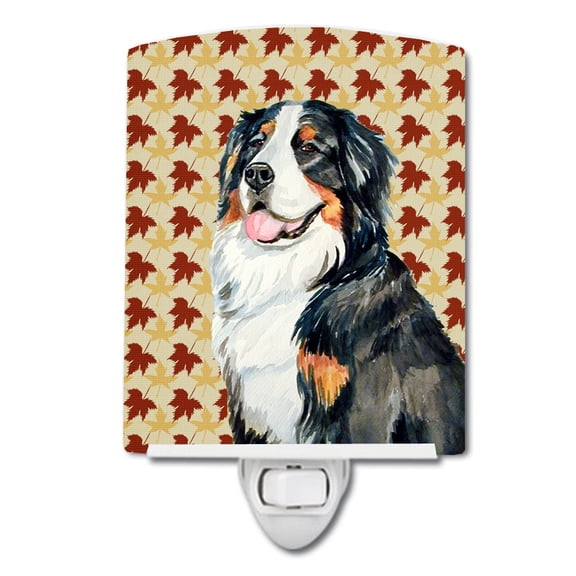 Caroline's Treasures LH9109CNL Bernese Mountain Dog Fall Leaves Portrait Ceramic Night Light, 6x4x3", multicolor