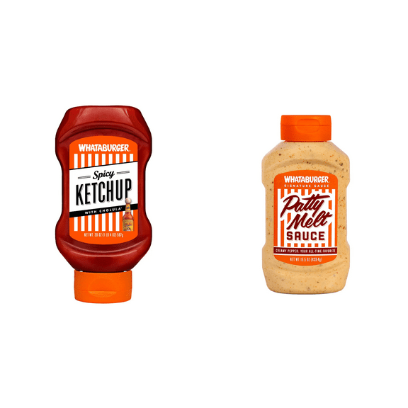 Whataburger Spicy Ketchup with Cholula, 20 oz Whataburger Patty Melt Sauce, 15.5 oz