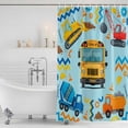 thumbnail image 6 of 72x78 Inch Shower Curtain Blue Yellow Cartoon Truck Bathroom Decor, Waterproof Fabric Bathtub Bath Curtains Decorative Cute Engineering Vehicle Extra Long Shower Curtain Set with Hooks, 6 of 7