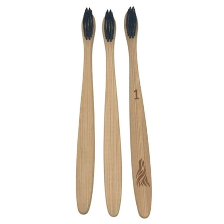 Bamboo Toothbrushes 3 Pack, Soft Bristles Toothbrush, Biodegradable, Natural