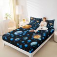 thumbnail image 4 of Feelyou Cartoon Blue Stars Bed Sheets, Space Planet King Sheets, 4 Pieces, 4 of 7