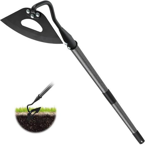 YeYeBest Hardened Hollow Hoe with Long Handle - 25'' -Heavy Duty Garden Hoes for Weeding Loosening Soil Digging Planting Ridging, Handy Hoe Garden Tool