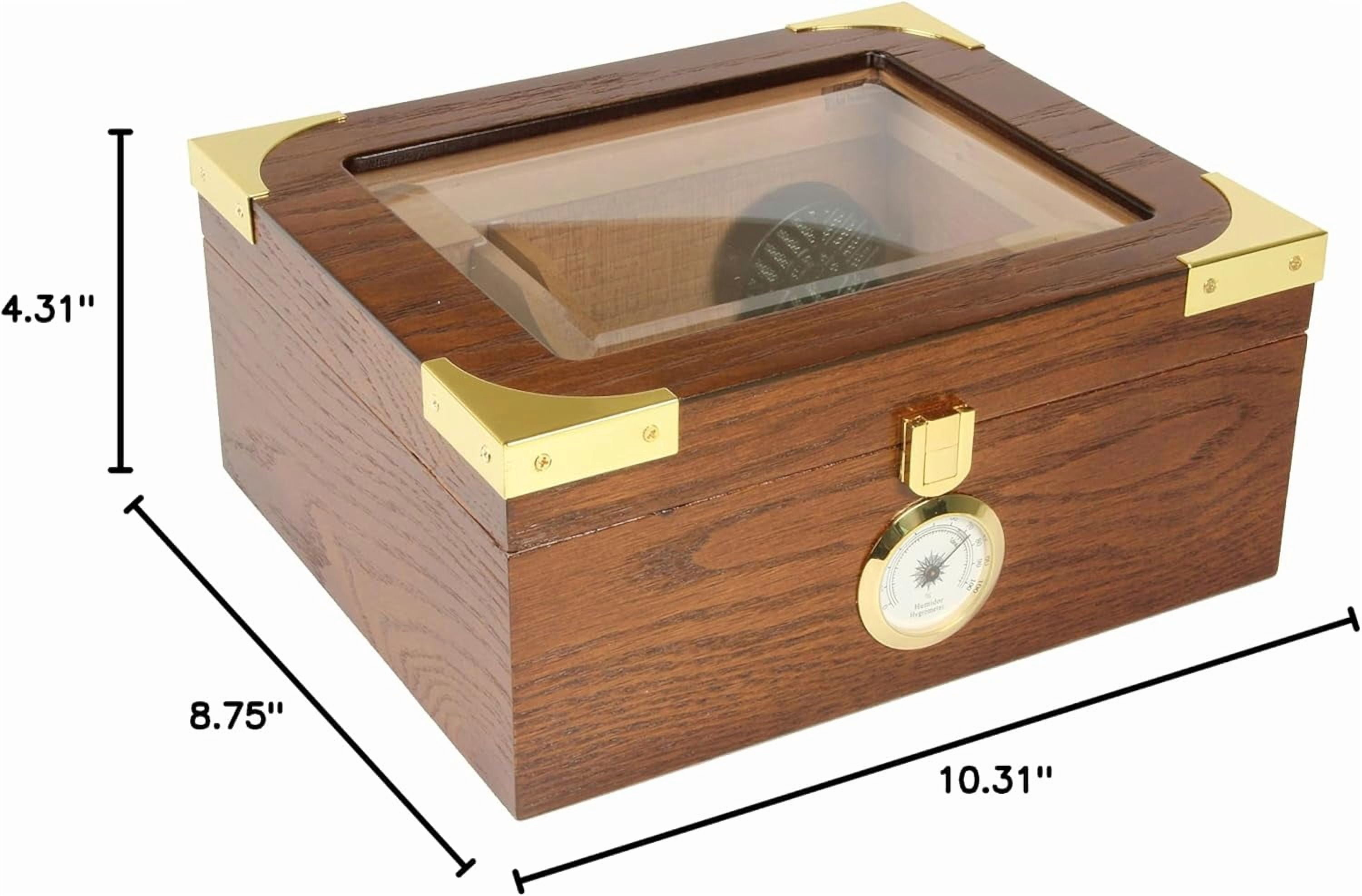 Deluxe Glass-Top Humidor (20-50 Cigars) , Fathers Day Gift