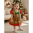 thumbnail image 6 of Miaouyo Infant Baby Girls Christmas Gingerbread Romper 0 3 6 12 18 Months Striped Fly Sleeves Jumpsuit and Headband Set, 6 of 8