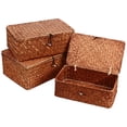 thumbnail image 1 of Cesta de algas marinas con tapa, 3 unidades, para guardar artículos diversos, organizador de cosméticos para el hogar., 1 of 7