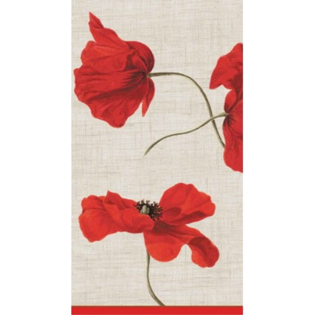 caspari disposable folded bathroom hand towel, dancing poppies paper