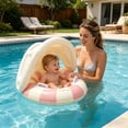 thumbnail image 5 of UPF50+ Sun Protection Baby Float With Canopy, Soft Fabric Covered Foldable Baby Pool Float With Canopy and Safety Seat for Baby Swimming Pool Play, 5 of 12