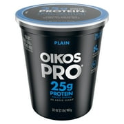 Oikos Pro 25g Protein, Plain Yogurt Cultured Dairy Product Tub, 32 oz