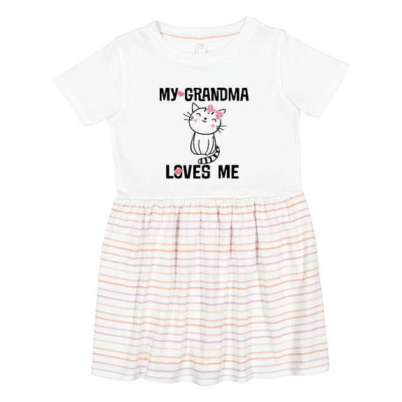 Inktastic My Grandma Loves Me Girls Kitty Girls Toddler Dress