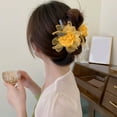 thumbnail image 3 of Tnobhg Women Hair Claw Fake Flower Decor Mesh Retro Rose Strong Claw Anti-slip Anti-break Lightweight Lady Hair Clamp Hair Gripper Ponytail Holder Clip, 3 of 8