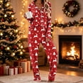 thumbnail image 4 of Enjoytime Women's Christmas Pajamas Print Button Down Long Sleeve Shirts Pants Sleepwear Sets Xmas Soft 2 Piece Plus Size Lounge Set, 4 of 6
