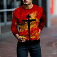 thumbnail image 6 of Clerance-Sale Long Sleeve Tee Shirts for Men Round Neck Casual Mens Shirts Casual Cross Printing Tie-Dye Retro Big & Tall Men's Shirts Softy Lightweight Softy Fall Tops(Red,L), 6 of 8