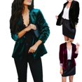 thumbnail image 5 of CENL Womens Long Sleeve Velvet Blazer Jacket Office Suit Open Front Cardigan Coats, 5 of 9