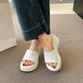 thumbnail image 7 of Slippers for Women,Fashion Solid Color Platform Slippers Temperament Comfortable Breathable Shoes,Womens Slippers,White,6.5, 7 of 7