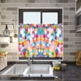 thumbnail image 4 of Yayeee Kitchen Curtains Tier Pair Light Filtering 27"x36" Rod Pocket Short Cafe Window Panel, Purple Colorful Circles, 4 of 7