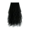 thumbnail image 3 of Women's Tulle Skirt A Line Dress Asymmetrical Midi Skirt Half Skirt Black, 3 of 8