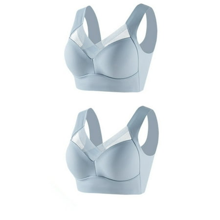 Fsqjgq Womens Underwear Sticky Bras for Women Posture Correcting Bra 2PC Large Strapless Lace Tank Top Underwear Thin Side Fold Side Gather Bra Push Up Bras Convertible Demi Cup Bras Lingerie
