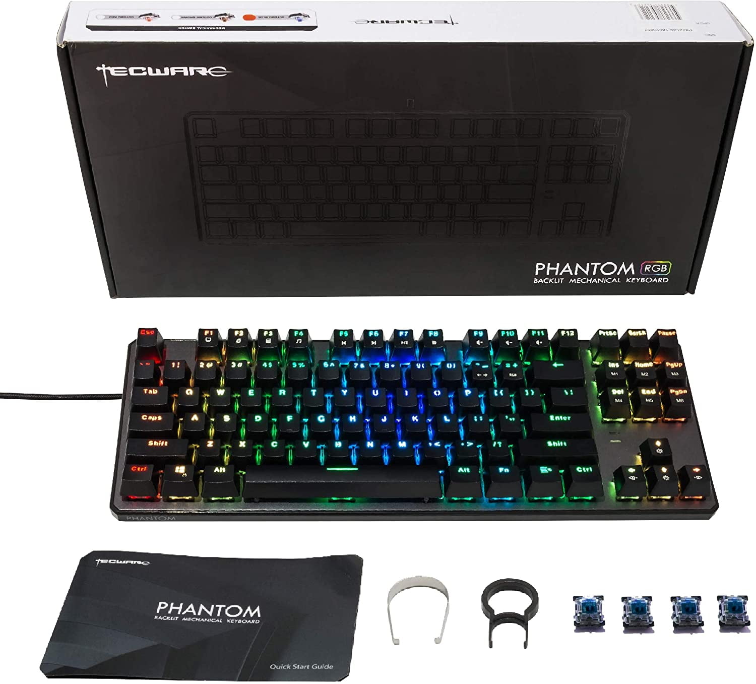 87-key Mechanical Keyboard, RGB LED, Outemu Blue Switch, Green Axis Keyboard, Gaming Keyboard