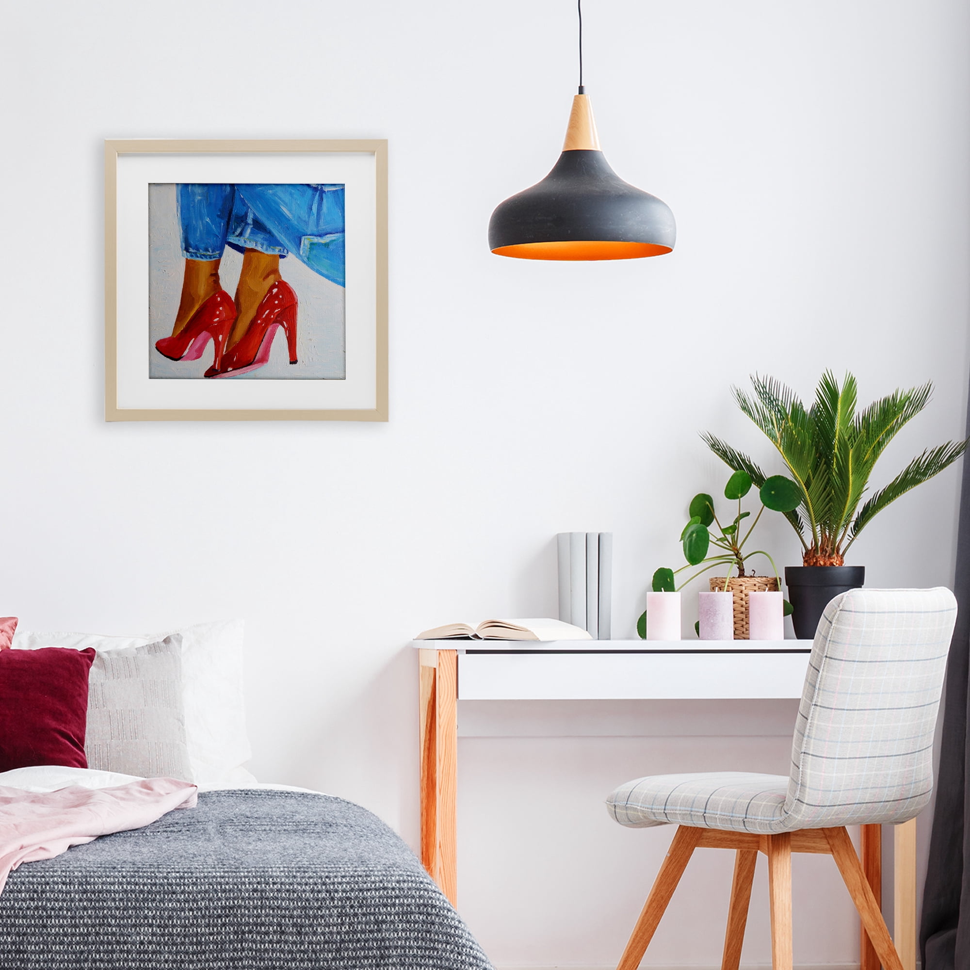Stupell Industries Glossy Red Pumps & Jeans Birch Framed Print Under Glass, design by Violeta Vollmer