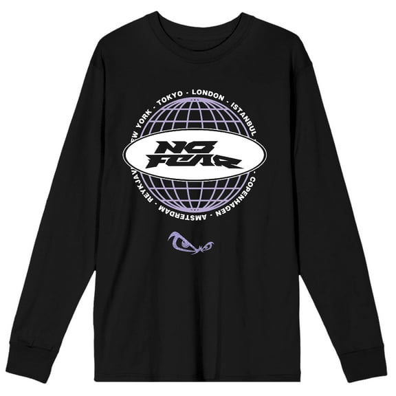 No Fear Oval Logo Adult Black Crew Neck Long Sleeve Tee-Medium